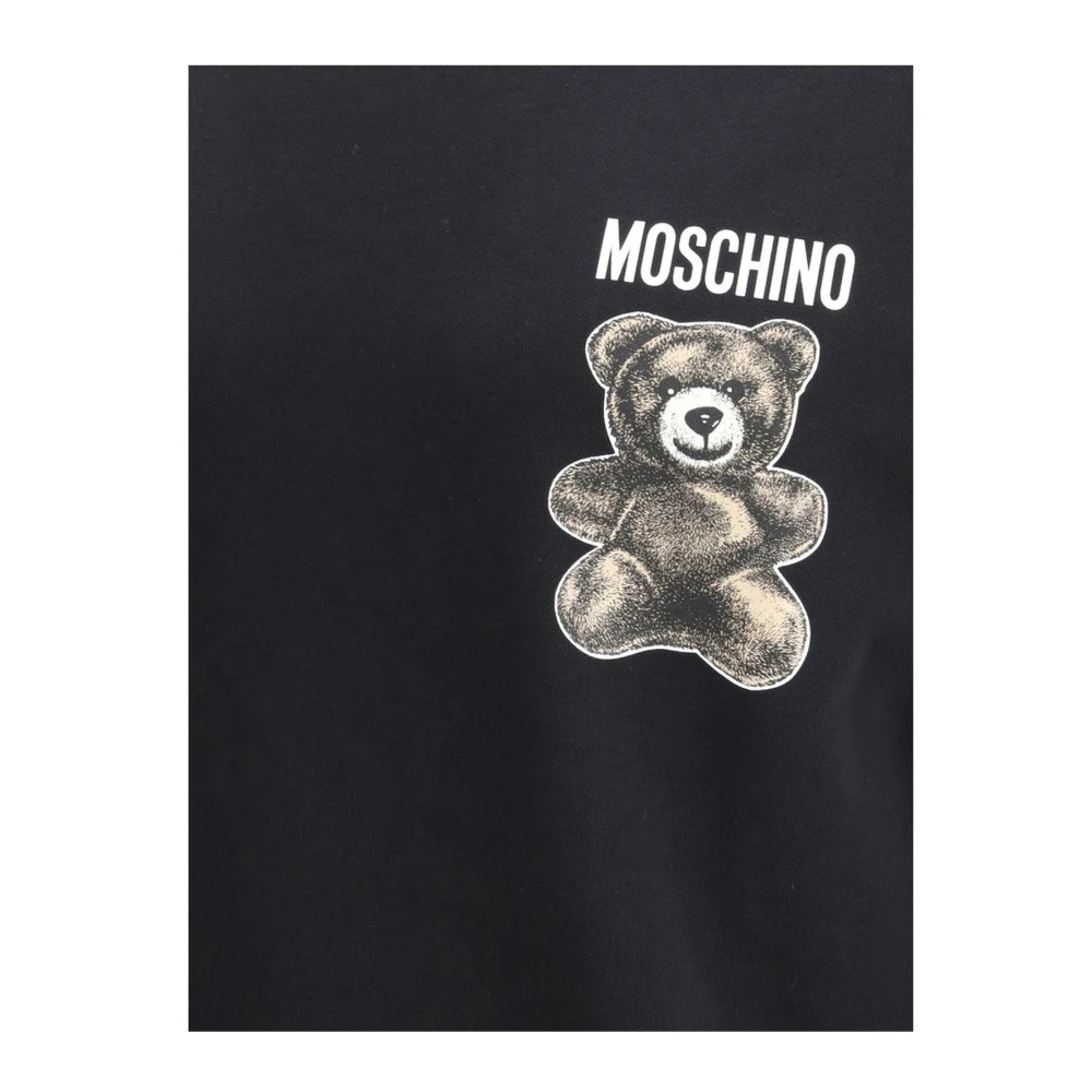 Moschino Teddybeer Katoenen Sweatshirt met Geribbelde Details Black Heren