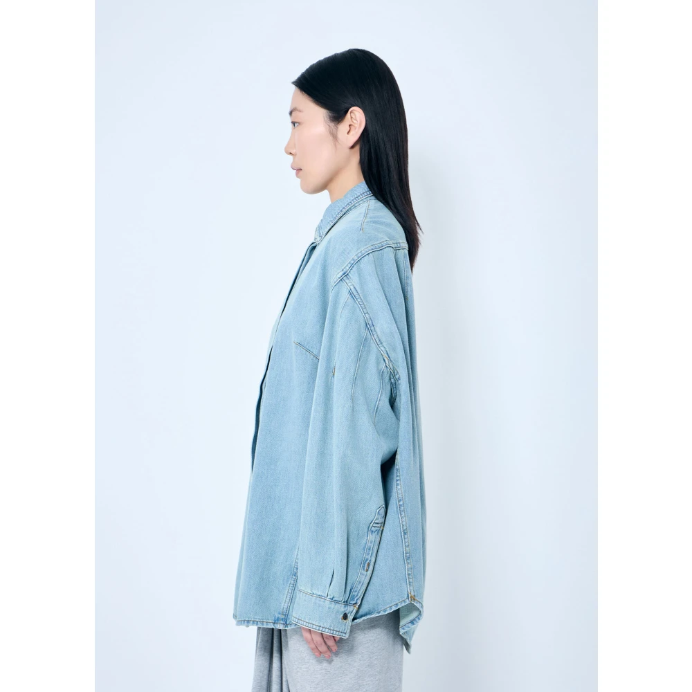 Dries Van Noten Klassieke Denim Shirt met Dropped Seams Blue Dames