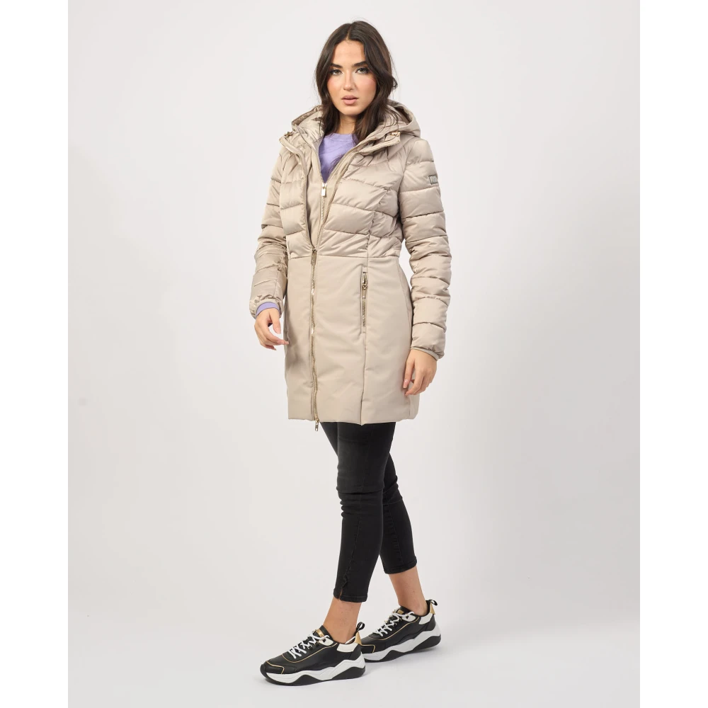 YES ZEE Beige Gewatteerde Hoodie met Rits Beige Dames