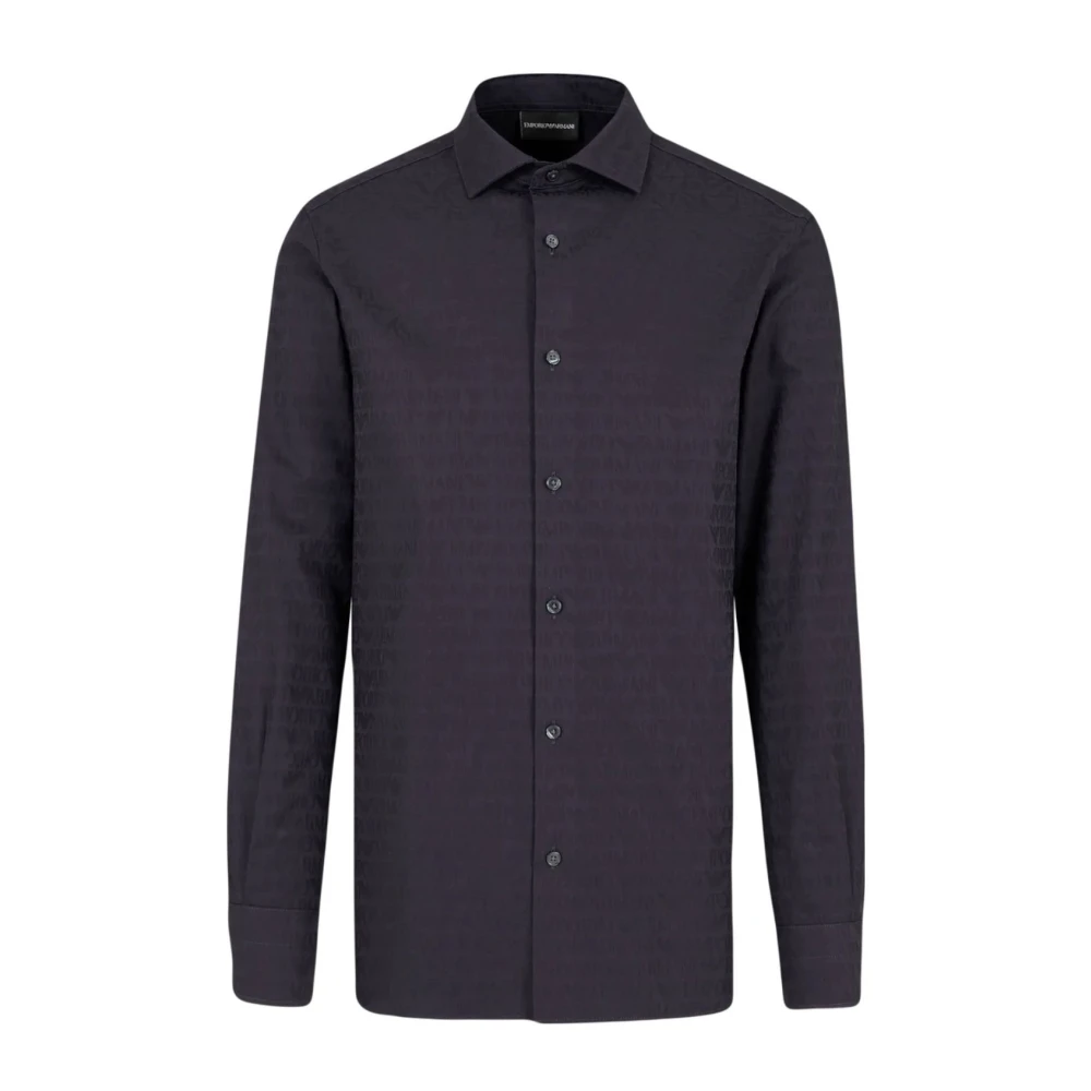 Emporio Armani Mannelijk Blauw Overhemden Heren, Xl, Katoen, Casual Overhemd