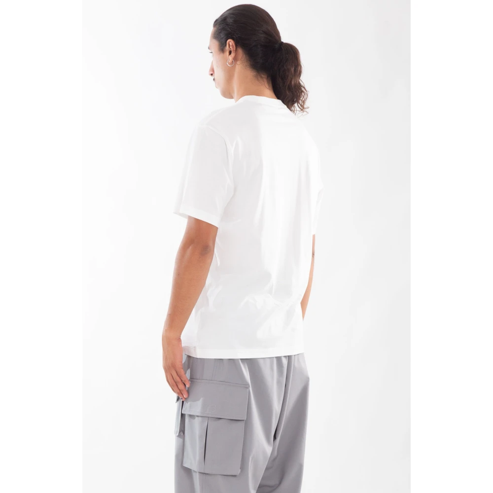 Y-3 Wit Borstlogo Korte Mouw Tee White Heren