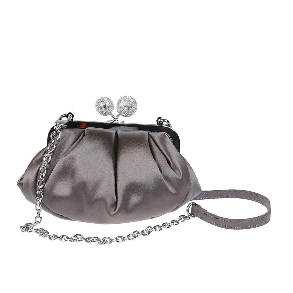 Max Mara Weekend Satijnen Zijden Clutch Tas met Strass Gray Dames