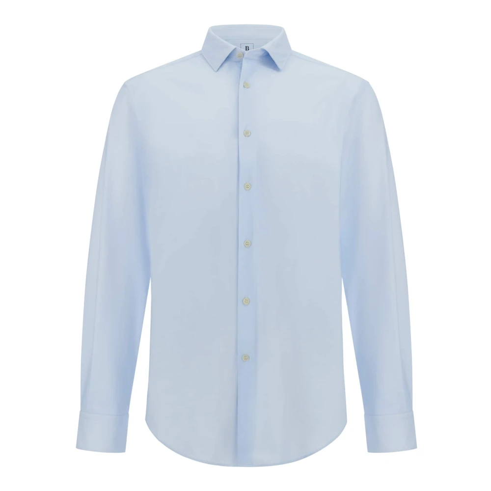 Boggi Milano Slim Fit Stretch Nylon Shirt Blue Heren