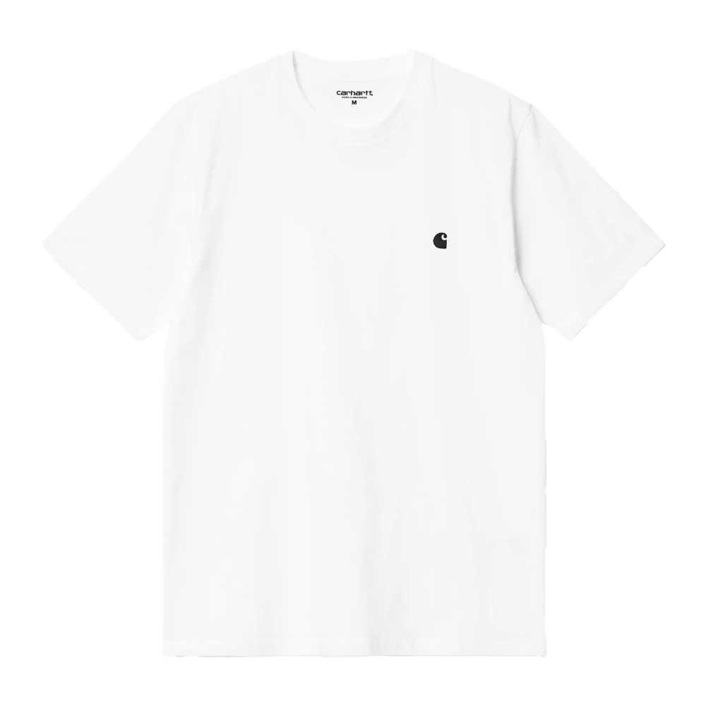 Carhartt WIP Witte Katoenen T-shirt met Logo Borduurwerk White Heren