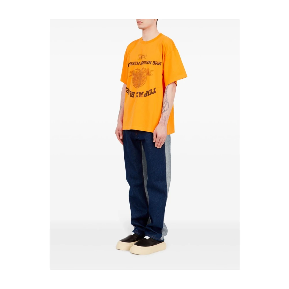 MM6 Maison Margiela Orange Topaz Blue Jersey T-shirt van katoen Orange Heren