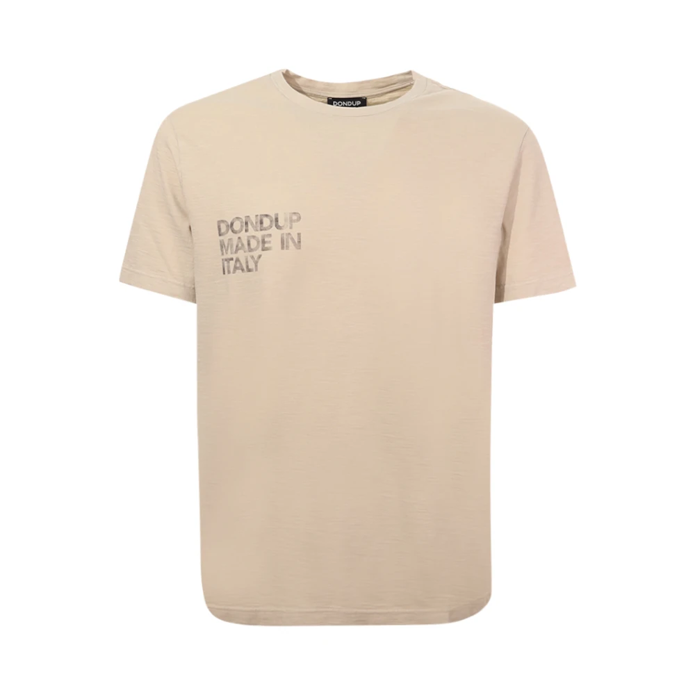 Dondup Logo Print Crew-neck T-shirt Yeast Beige Heren