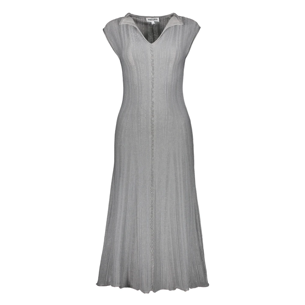 Kenzo Wijdvallende V-hals Gebreide Jurk Gray Dames