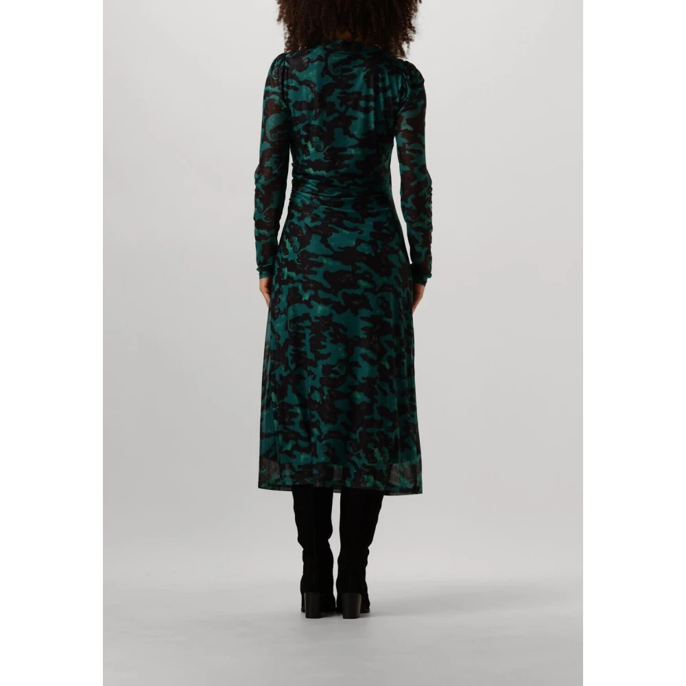 Pom Amsterdam Groene Camo Mesh Midi Jurk Green Dames