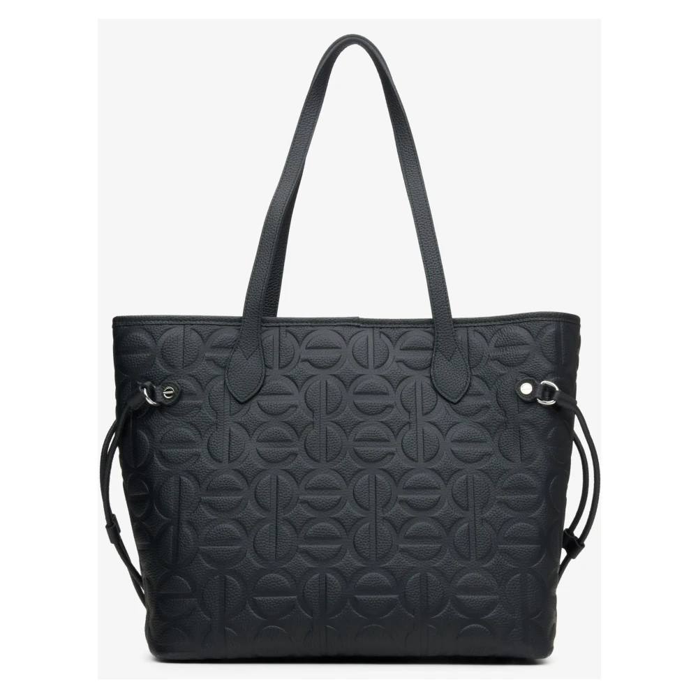 Estro Dames Zwarte Leren Shopper Tas Er00115045 Black Dames