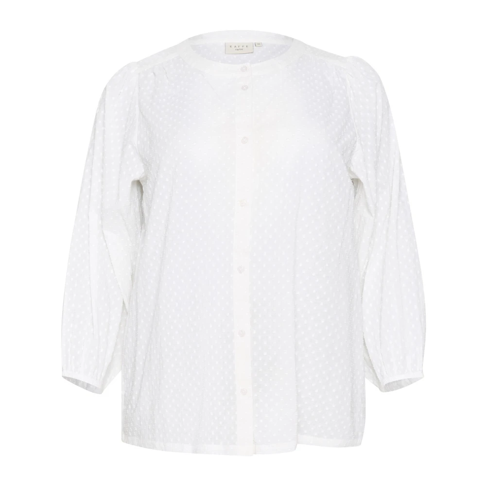 Kaffe Curve Krijt Shirt met ¾ Mouwen White Dames