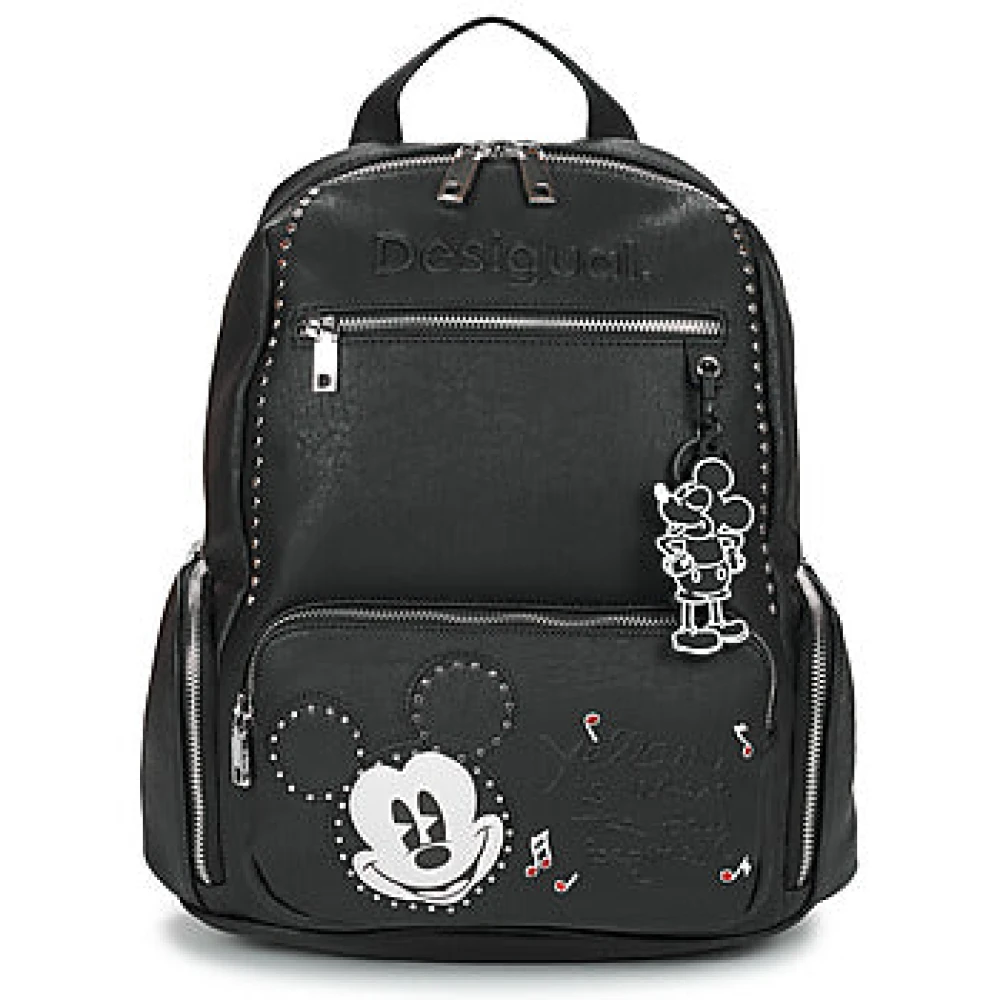 Desigual Zwarte Polyethyleen Rugzak met Verstelbare Banden Black Unisex