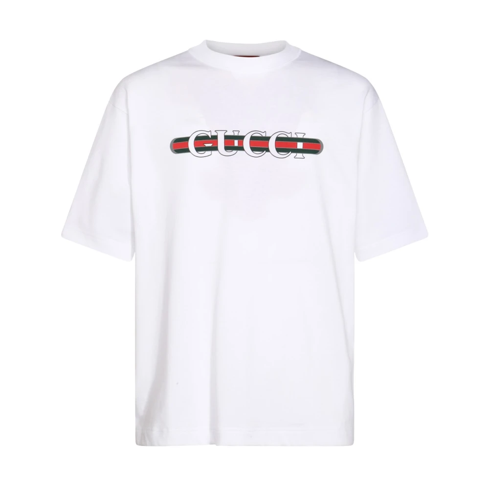 Gucci Wit Katoenen T-shirt met Frontlogo White Heren