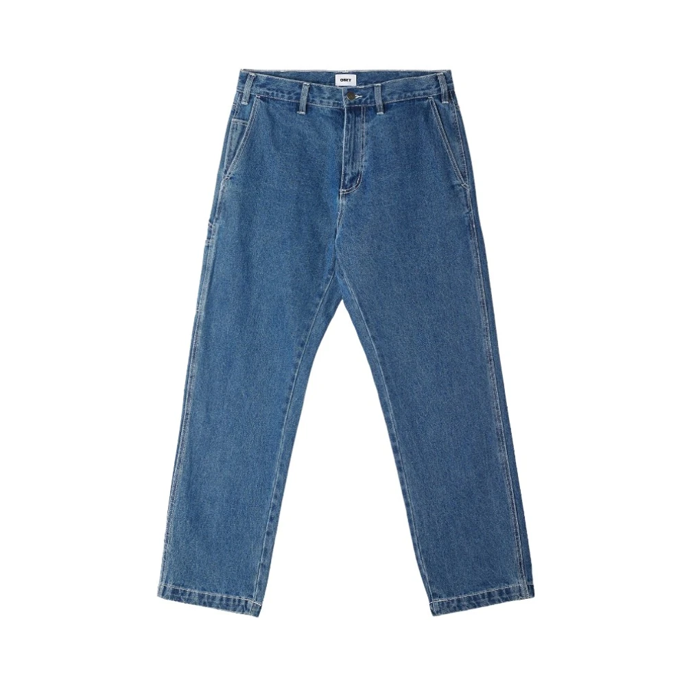 Obey Relaxed Fit Timmerman Denim Jeans Blue Heren