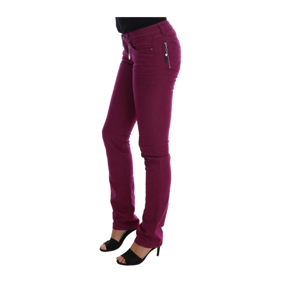 Costume National Elegante Paarse Super Slim Jeans Purple Dames