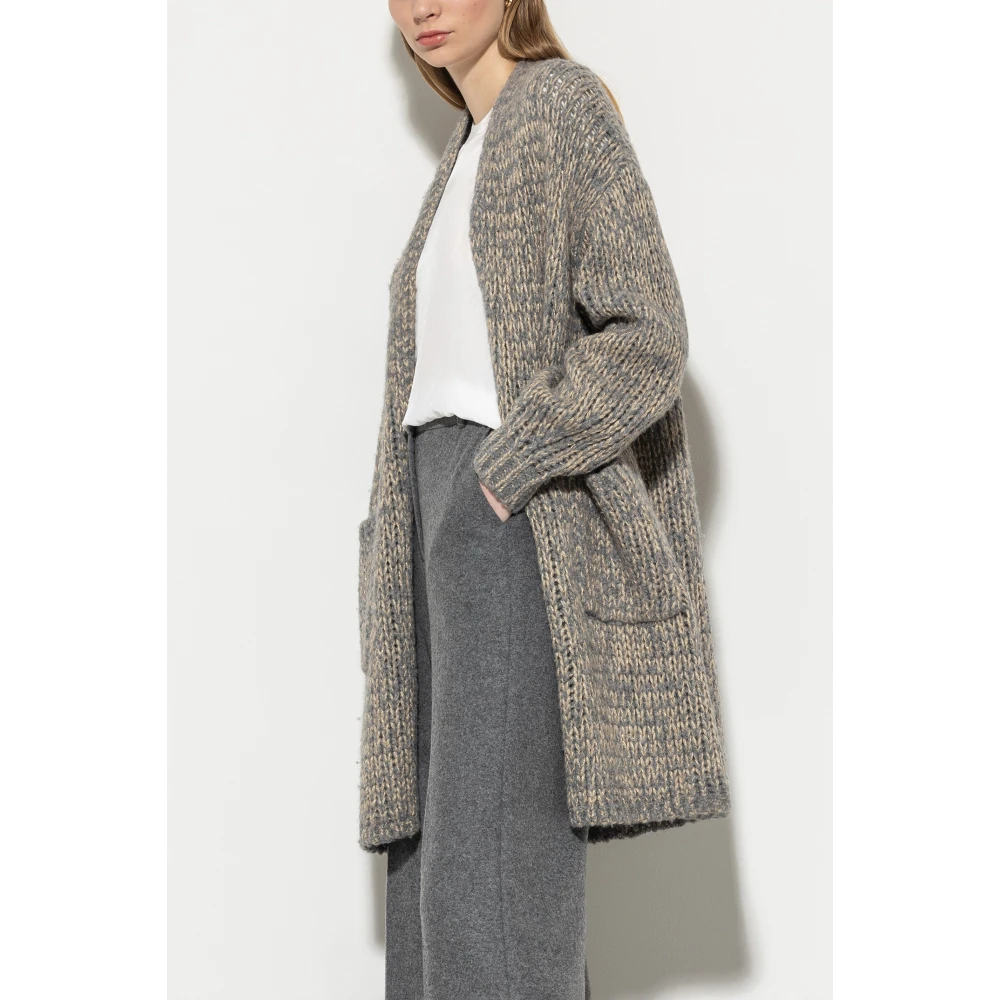 LUISA CERANO Bouclé Gebreid Vest met Shawl Kraag Gray Dames