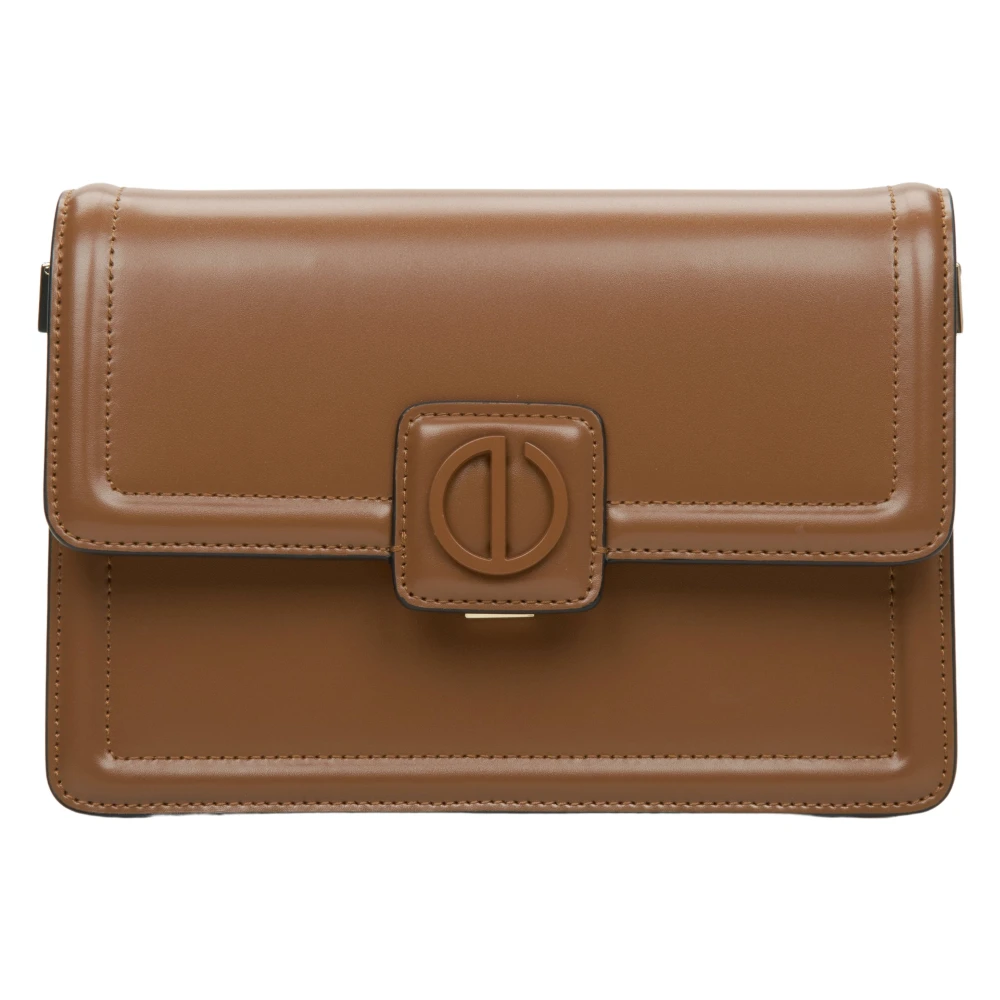 Estro Kleine Bruine Leren Schoudertas voor Vrouwen Er00115780 Brown Dames