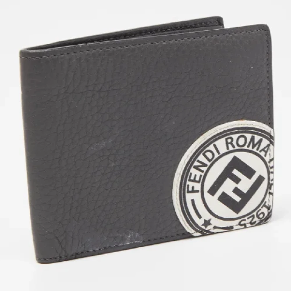 Fendi Vintage Luxe Leren Heren Portemonnee Gray Dames