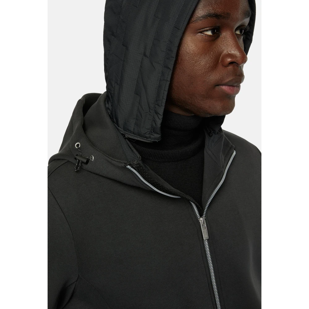 Boggi Milano Full Zip Double Hoodie in Scuba Black Heren