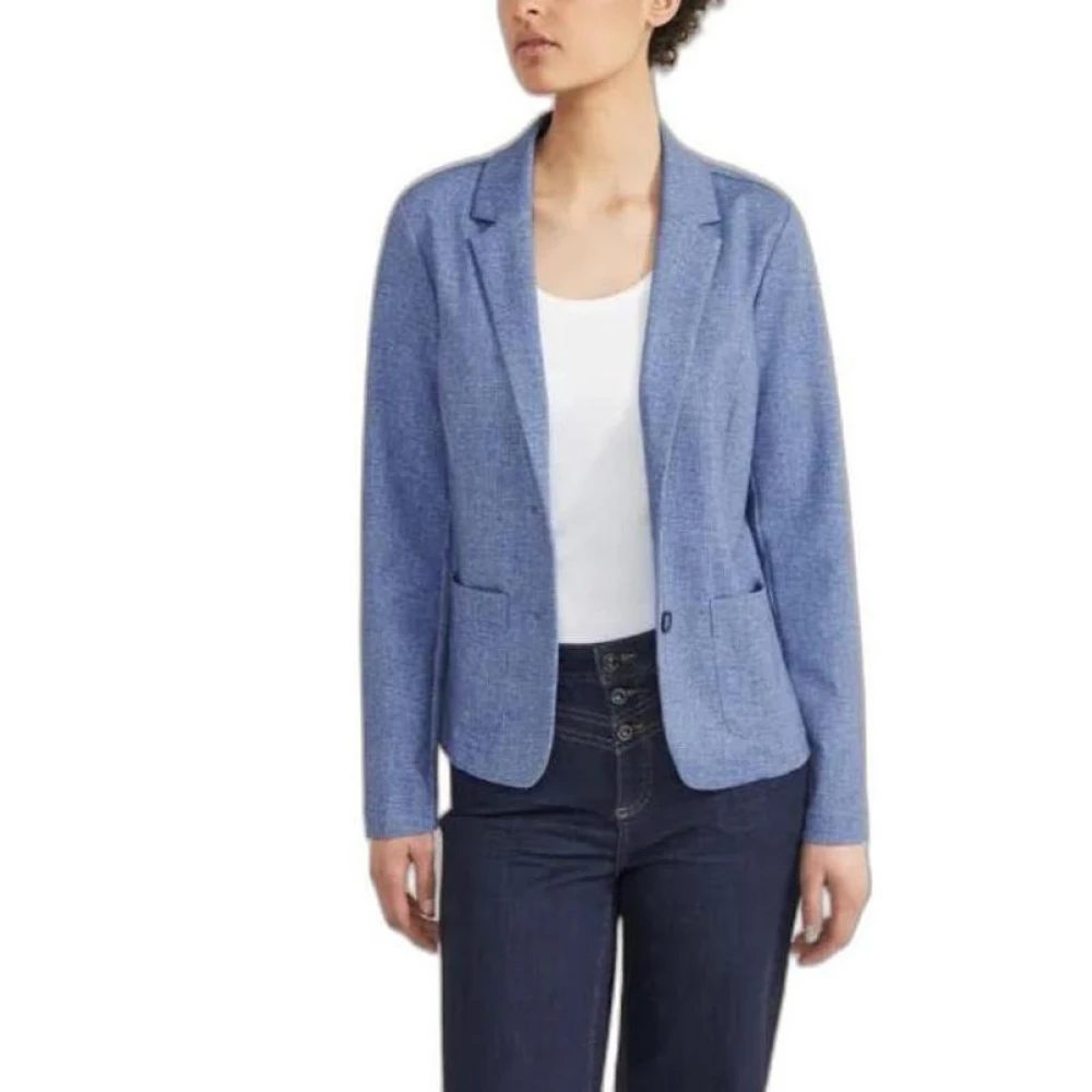 Street One Blauwe Blazer met Reverskraag Blue Dames