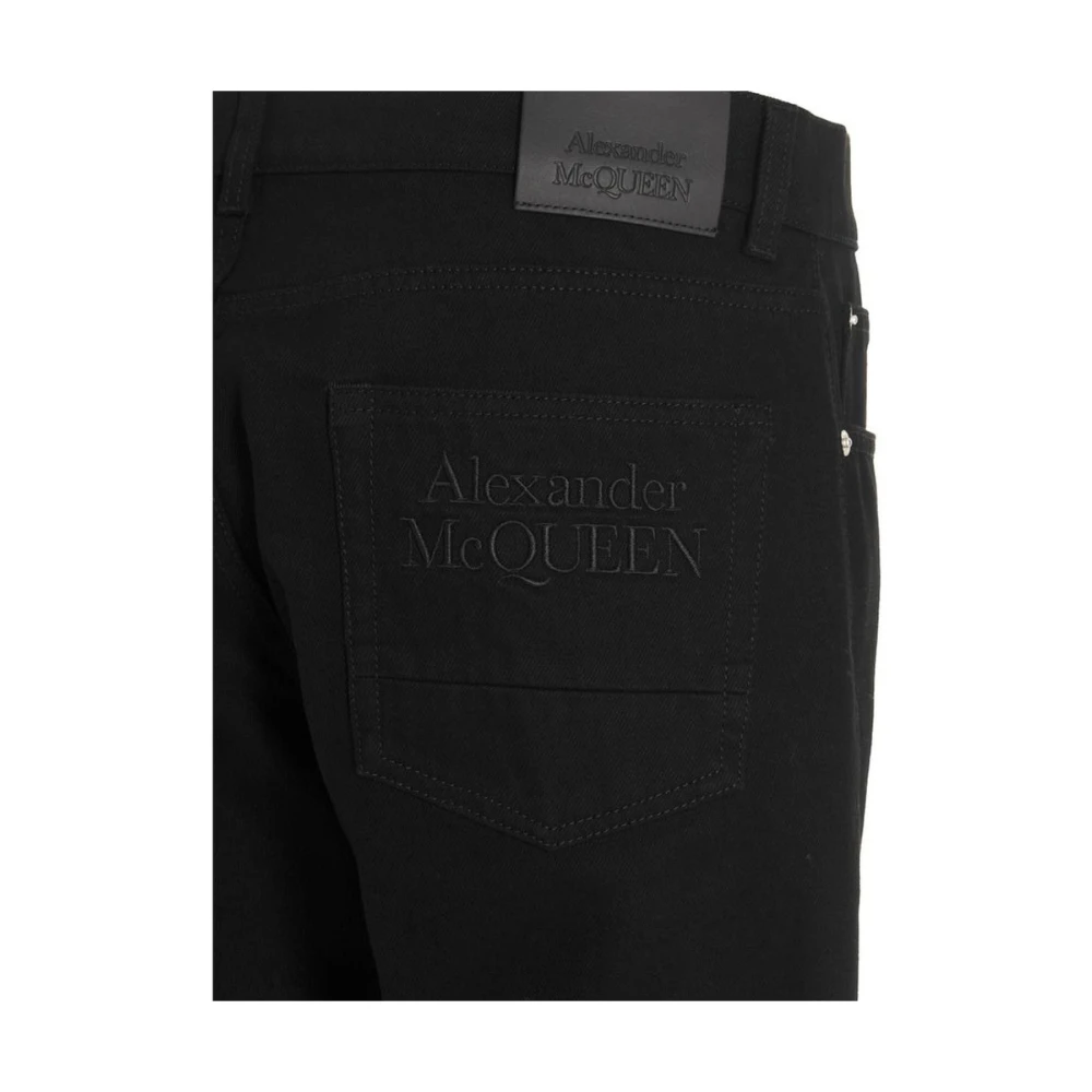 alexander mcqueen Zwarte Jeans met Logoborduursel Black Heren