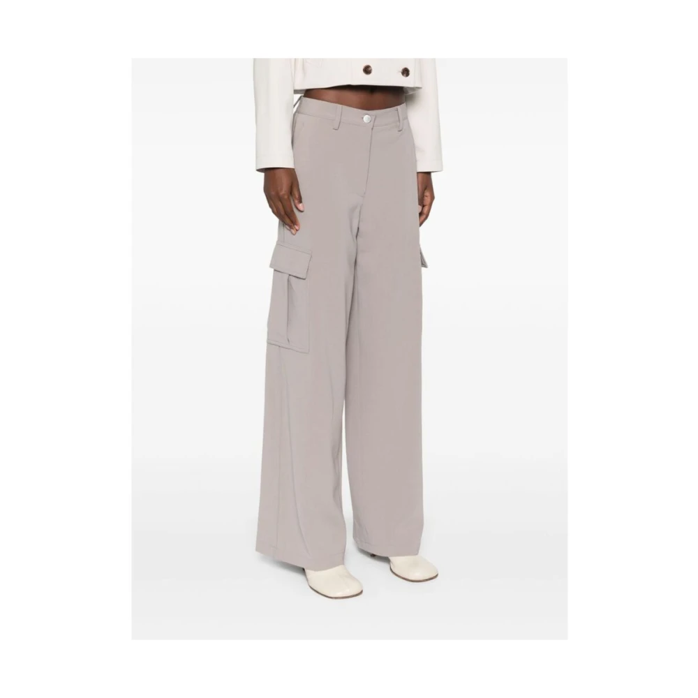 Theory Taupe Bruine Wide Leg Cargo Broek Gray Dames