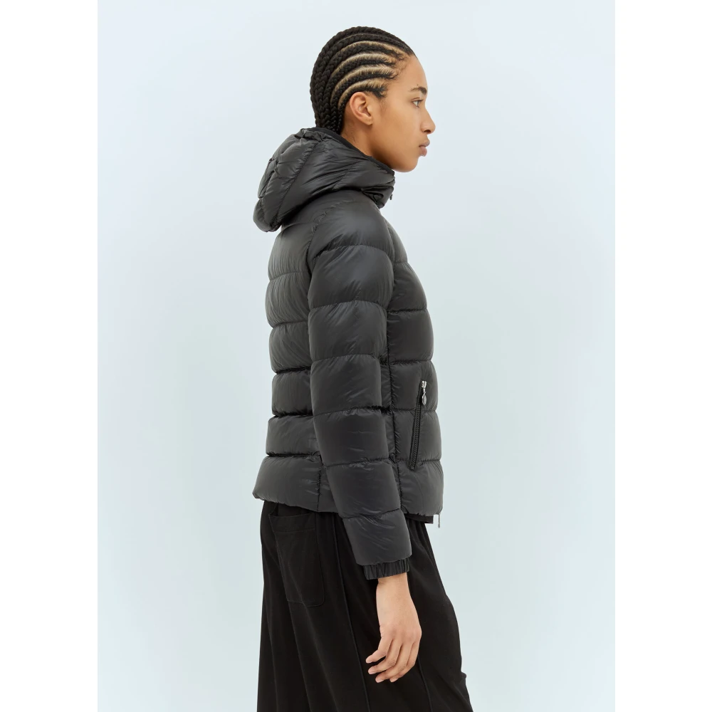 Moncler Quilted Hooded Down Jacket Black Dames