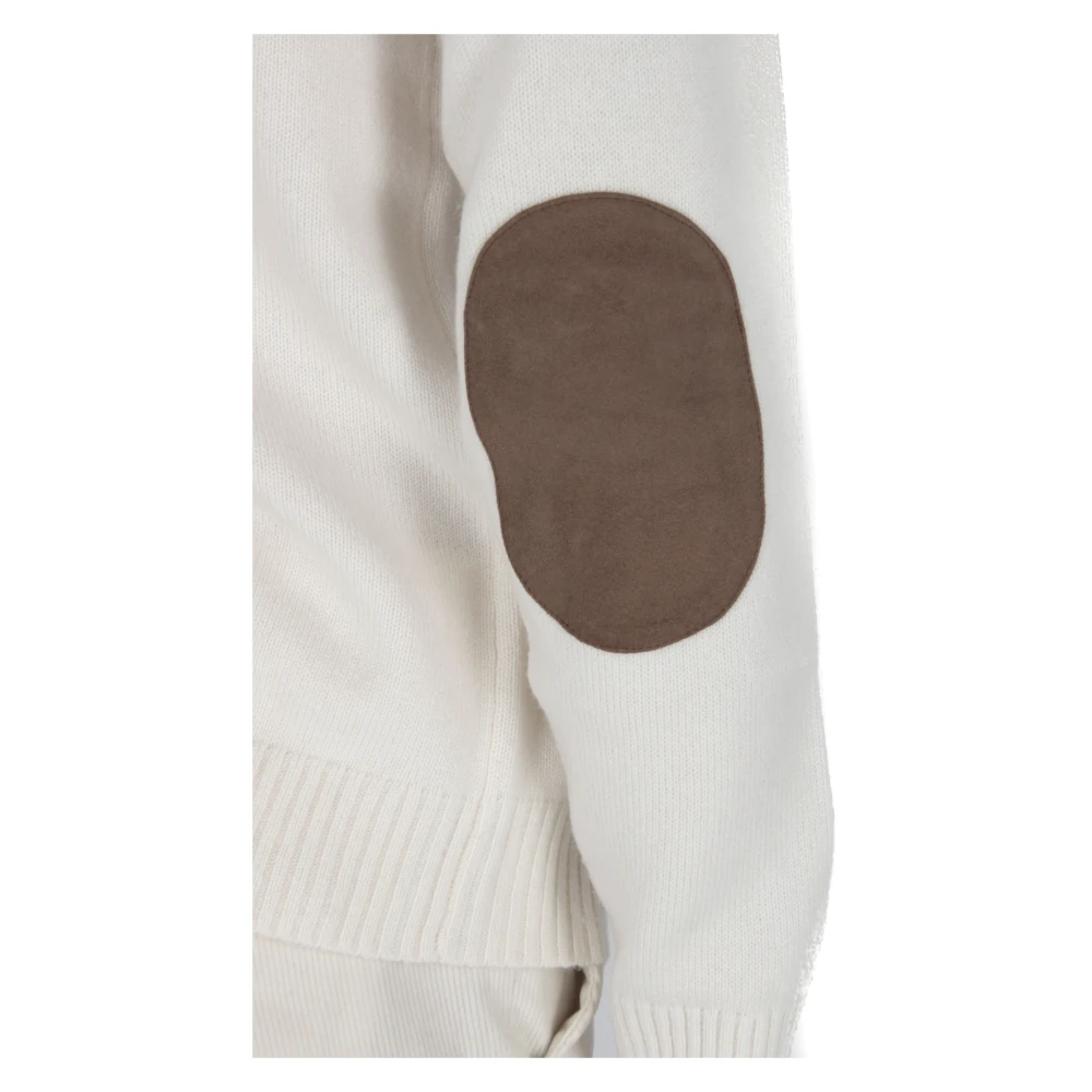 Herno Cashmere Trui met Suède Patches Beige Heren