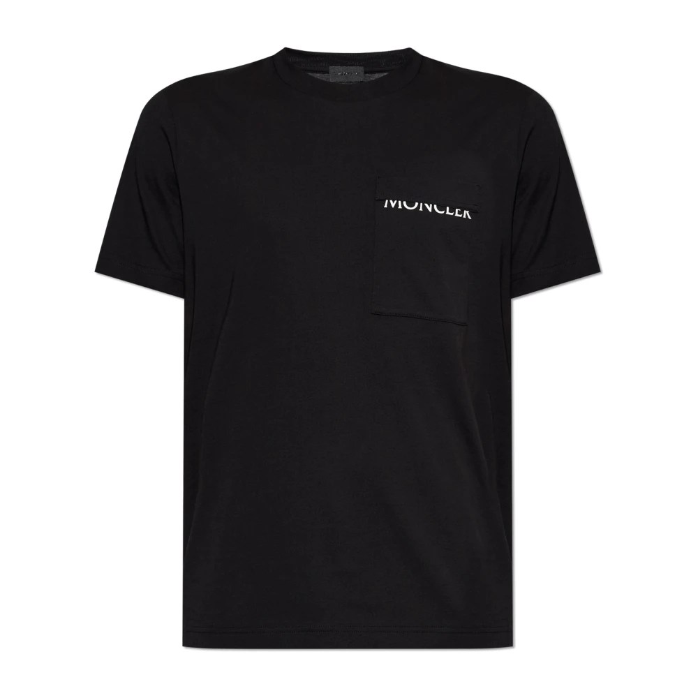 Moncler , T-Shirts, Male, Black, Xl, Cotton Jersey T-Shirt With Chest Pocket