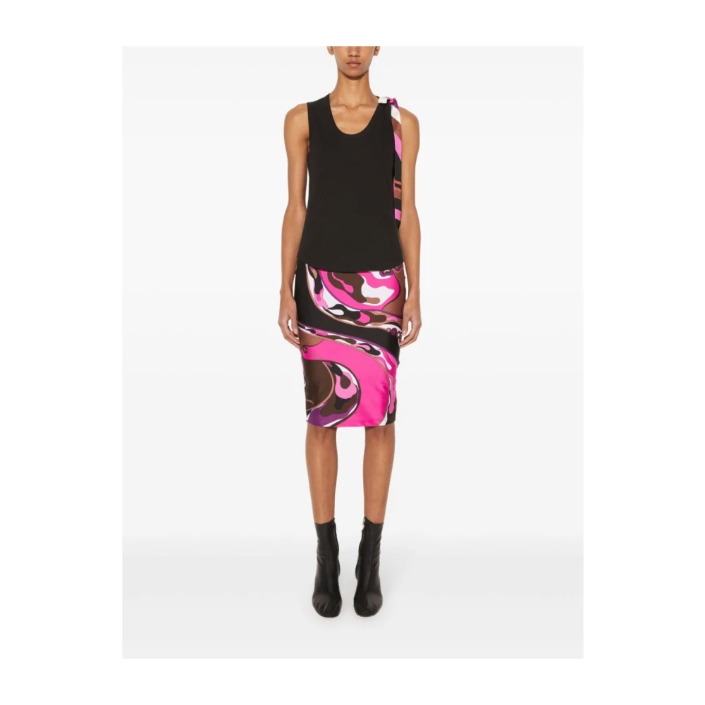 EMILIO PUCCI Zwarte Zijden Top Met Abstracte Print Black Dames