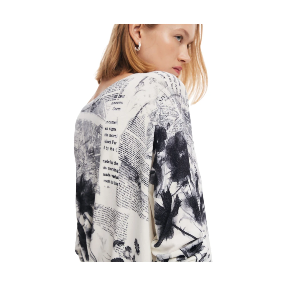 Desigual V-hals Trui White Dames