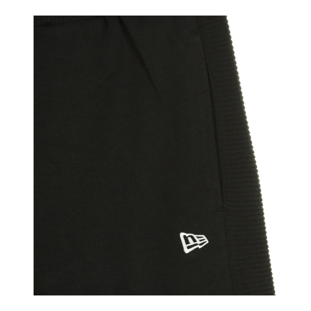 new era Geribbelde Inzet Jogger Broek Zwart Wit Black Heren