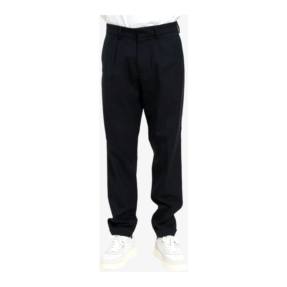 Cruna Blauwe Wollen Broek Tapered Fit Blue Heren