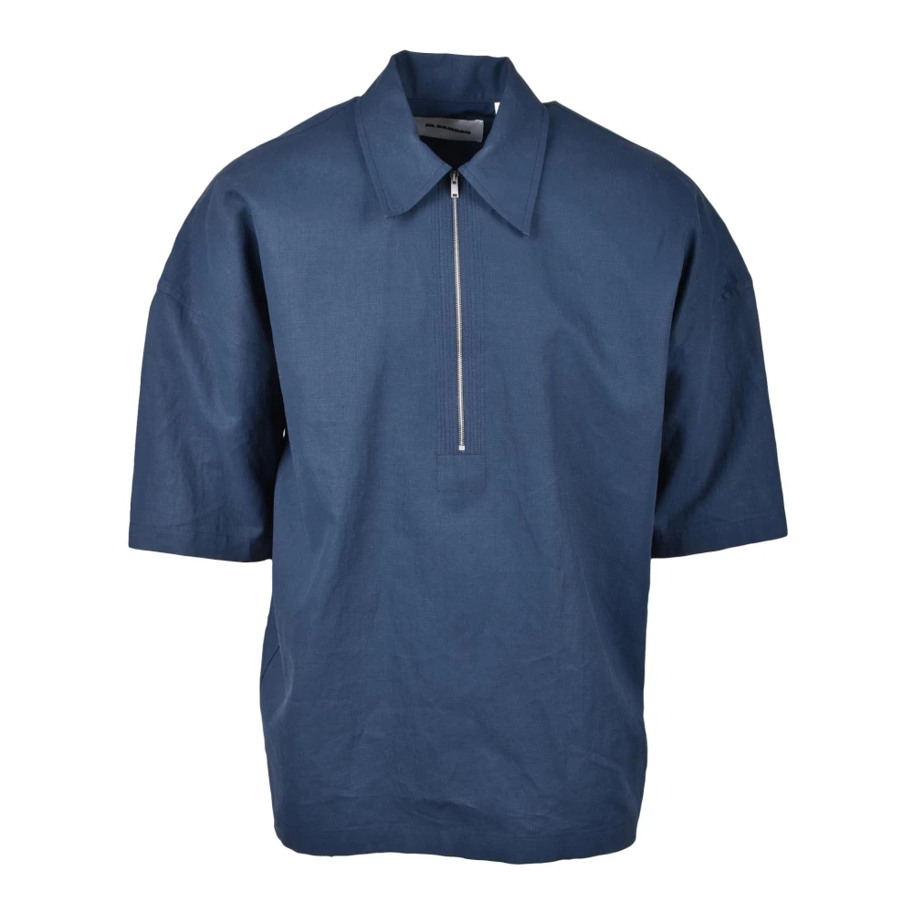 Jil Sander Linnen Overhemd Blue Heren