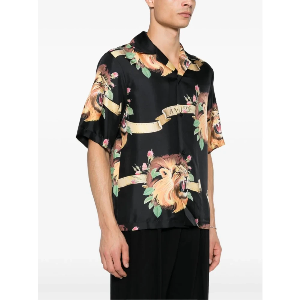 Amiri Zijden overhemd met bloemen- en leeuwenprint Multicolor Heren