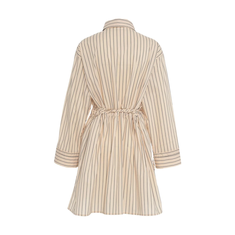 Roberto Collina Beige Gestreepte Blouse Jurk Elegant Stijl Beige Dames