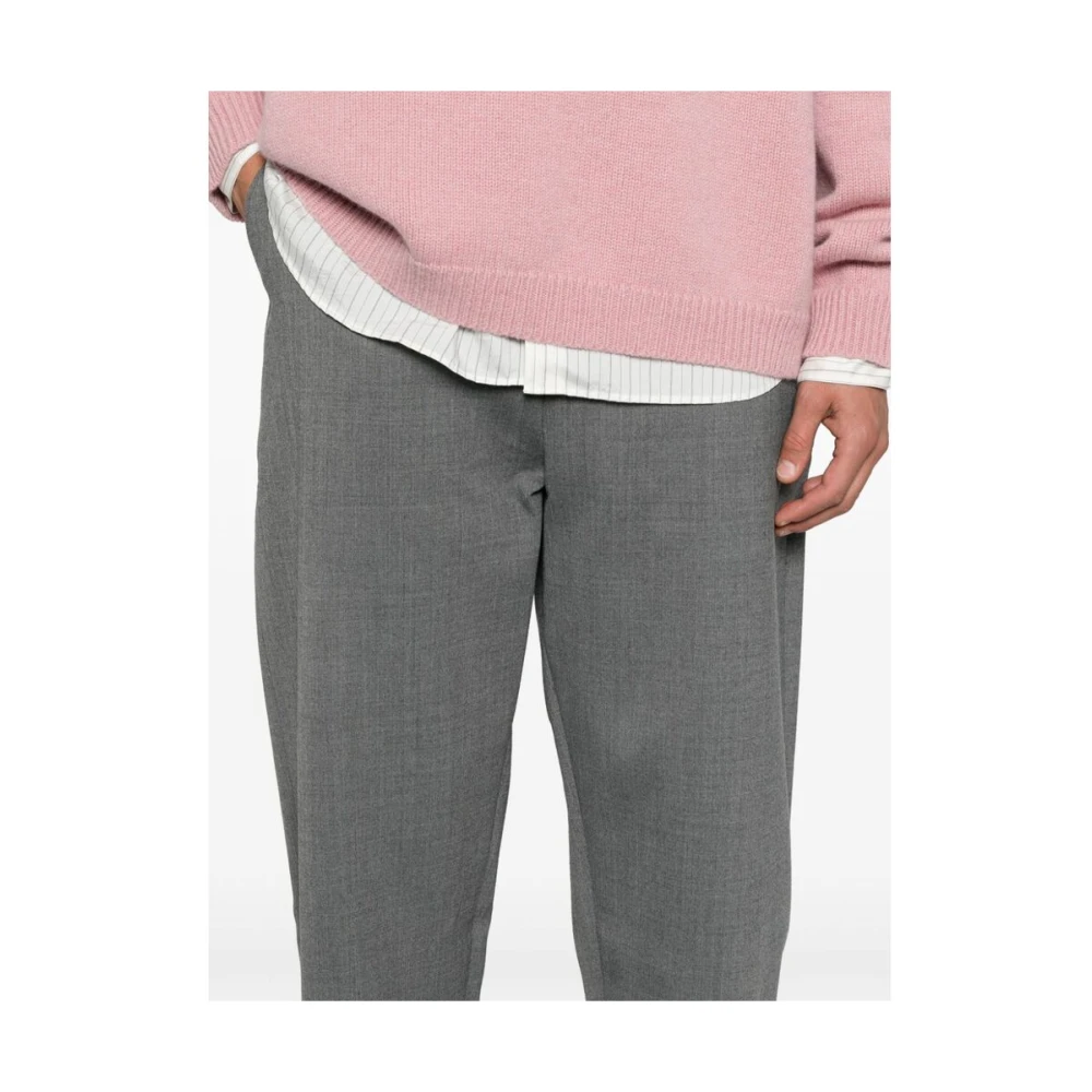 Studio Nicholson Grijze Twill Tapered Leg Broek Gray Heren