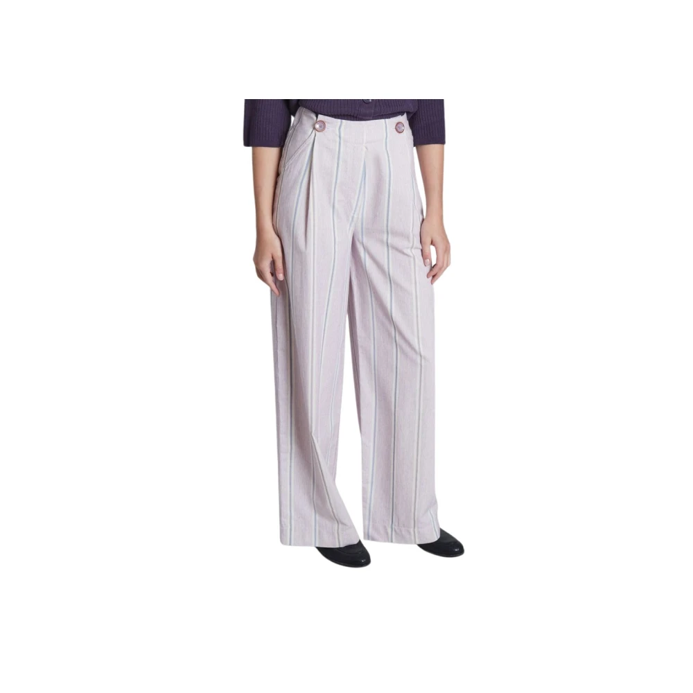Sessun Women's Beige Wide Trousers, Xs, Mateata Trousers