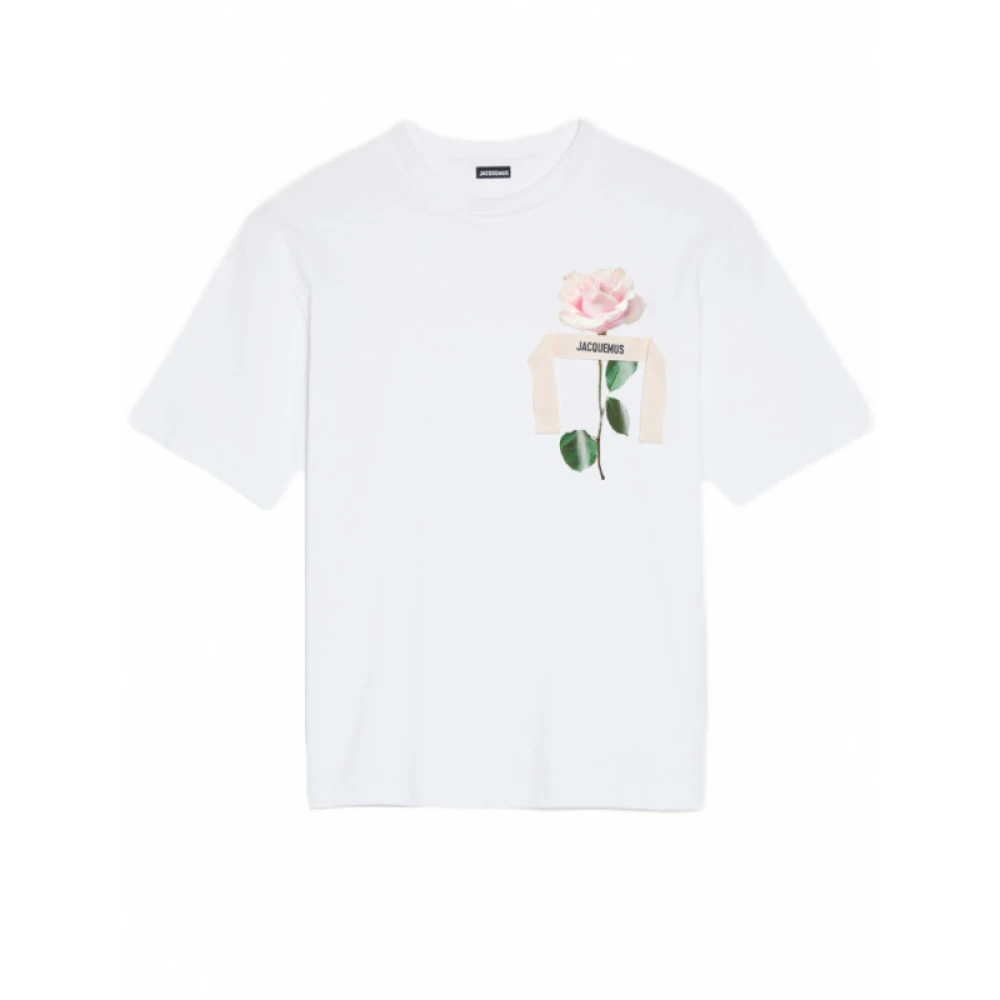 Jacquemus Rose Print T-Shirt van Katoen Wit Heren