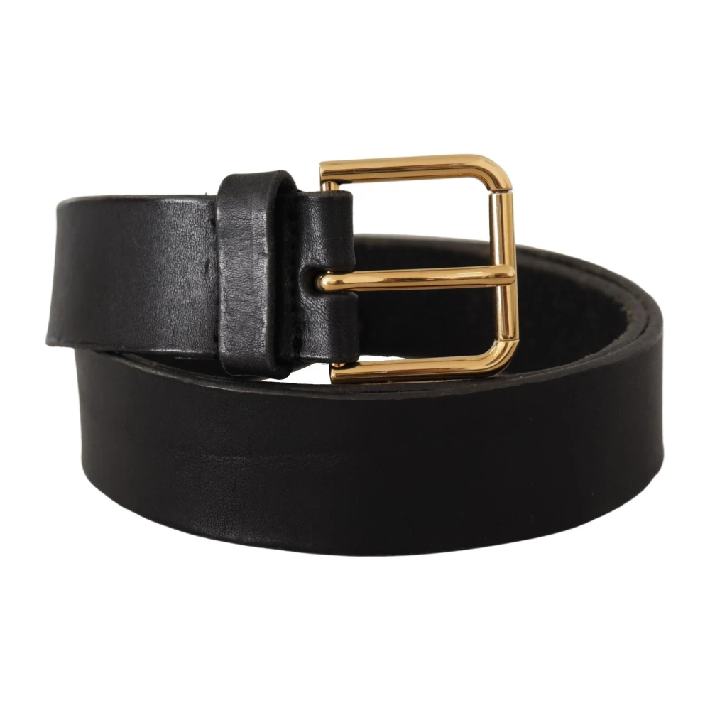 Dolce & Gabbana Gouden Logo Leren Riem Black Heren
