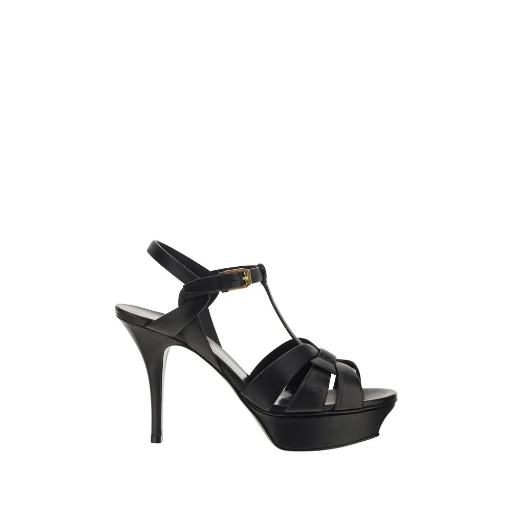 Saint Laurent Women's Black High Heel Sandals, 4 Uk, Caged Leather Stiletto Sandals