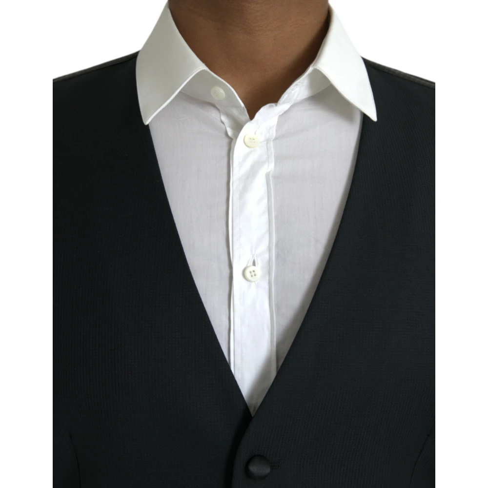 Dolce & Gabbana Zwart Wol Formeel Jurk Vest Black Heren