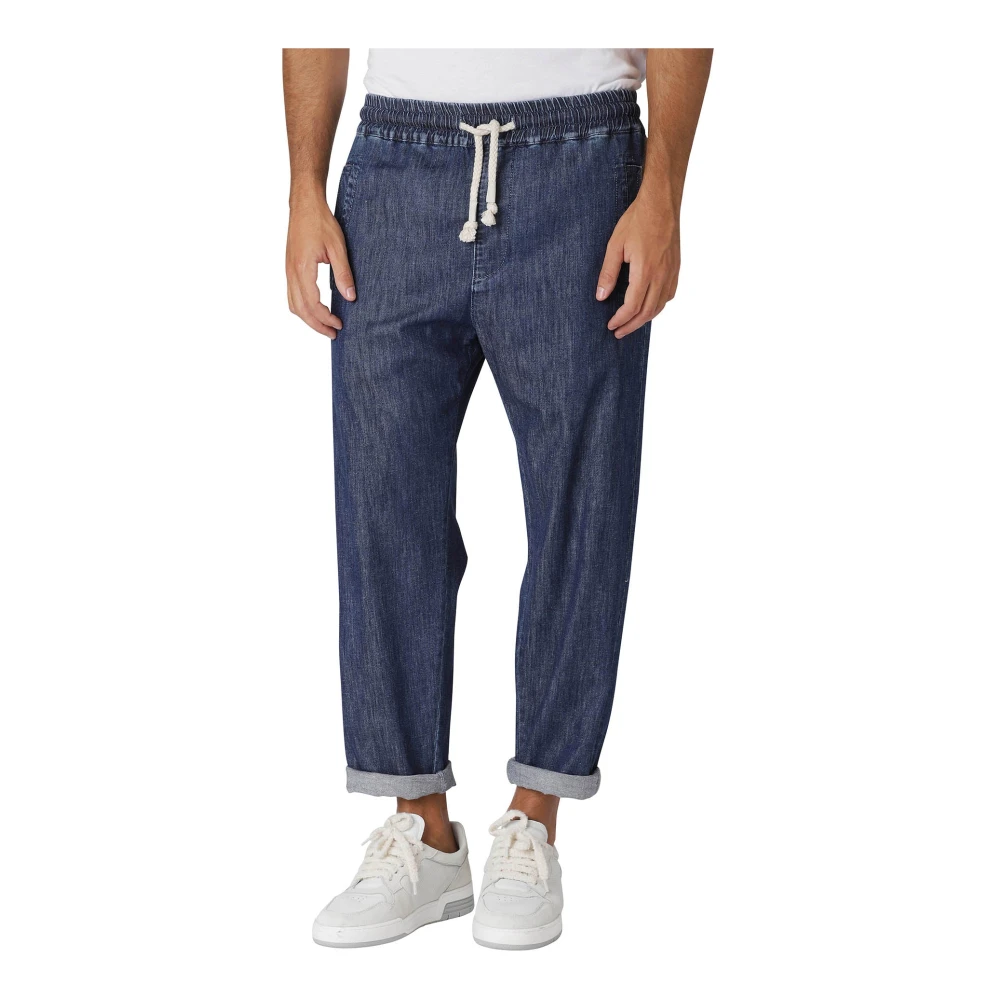 Eleventy Katoen Linnen Stretch Jogger Broek Blue Heren
