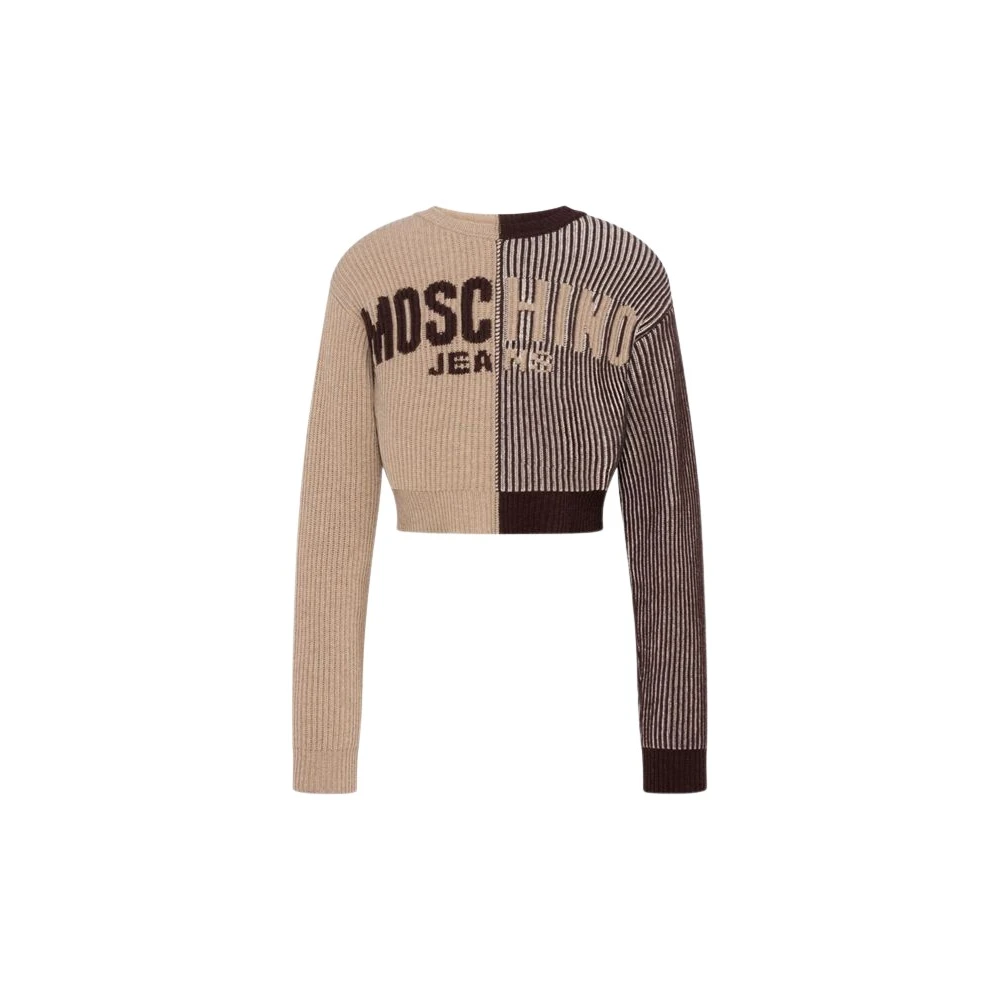 Moschino Women's Crop Pullover In Intarsia Wool Blend
