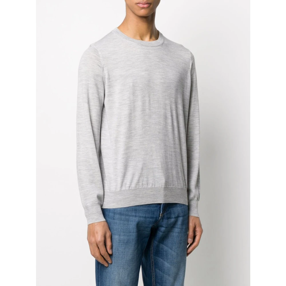 BRUNELLO CUCINELLI Grijze Wol Lange Mouw Sweater Gray Heren