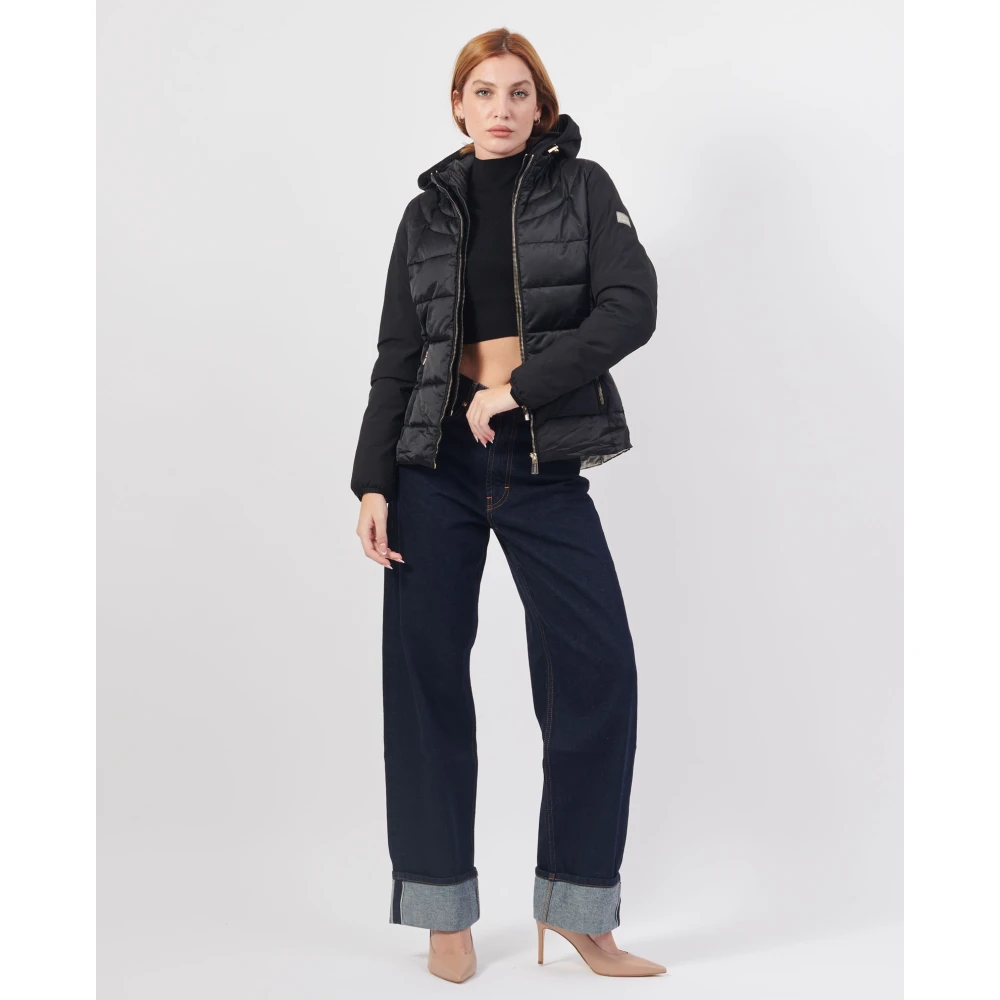 YES ZEE Zwarte gewatteerde jas met afneembaar vest Black Dames