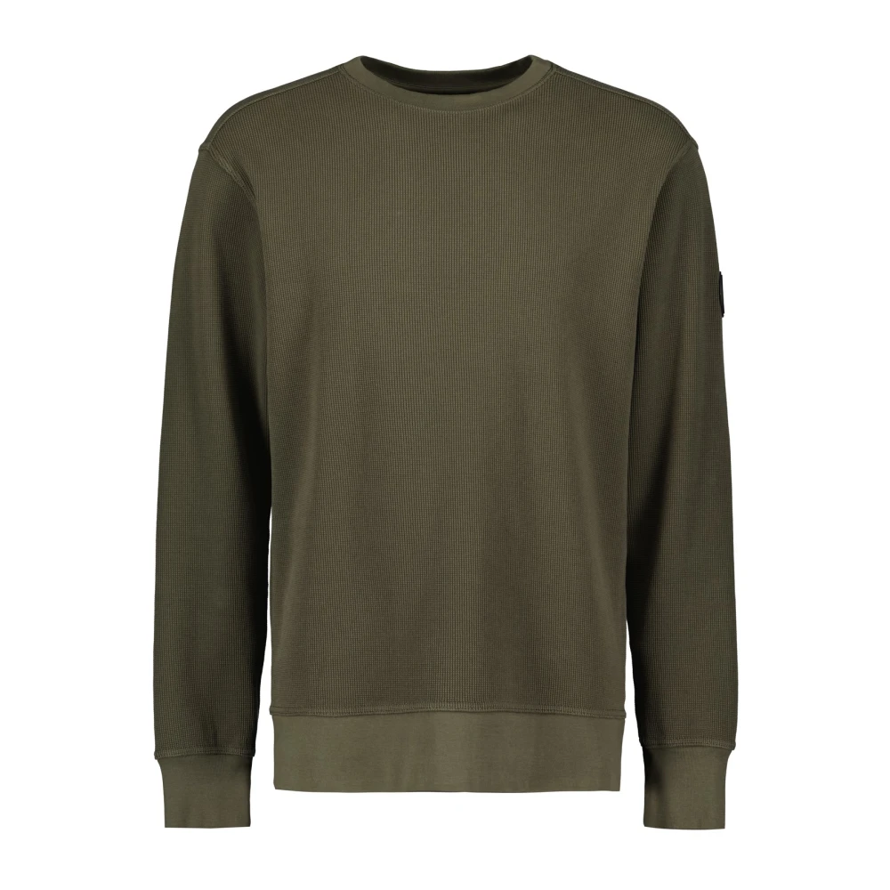 Airforce sweater ronde hals groen effen katoen