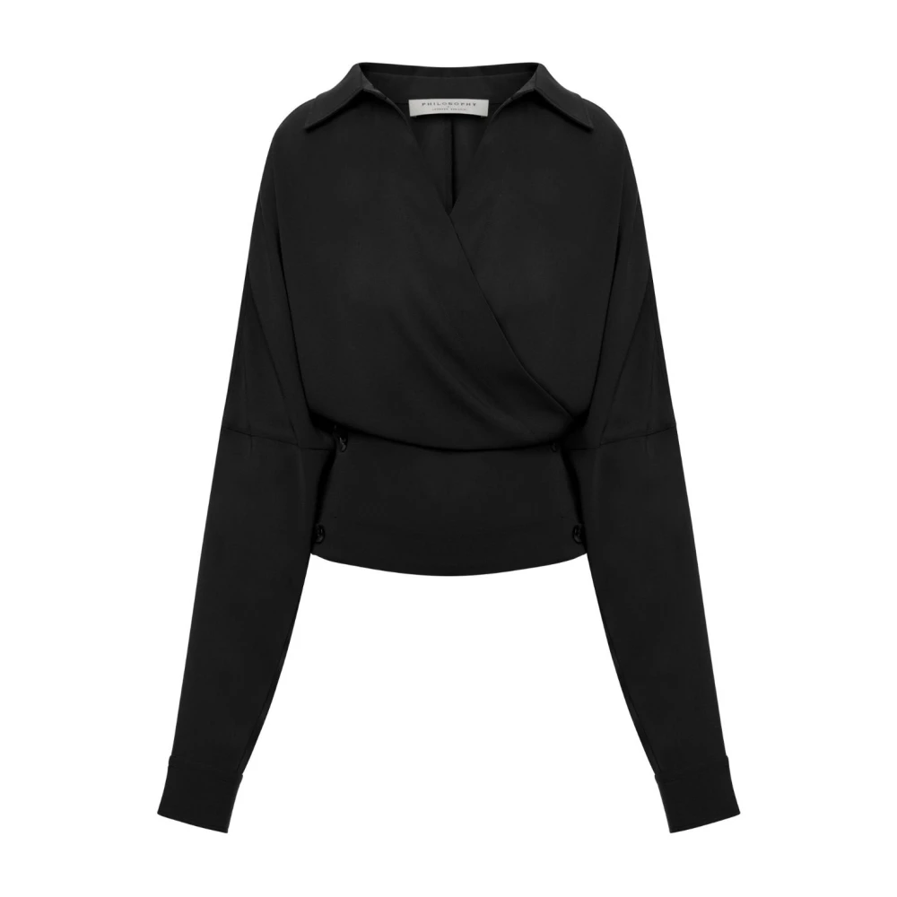 Philosophy di Lorenzo Serafini Zwart Panel V-Hals Shirt Black Dames