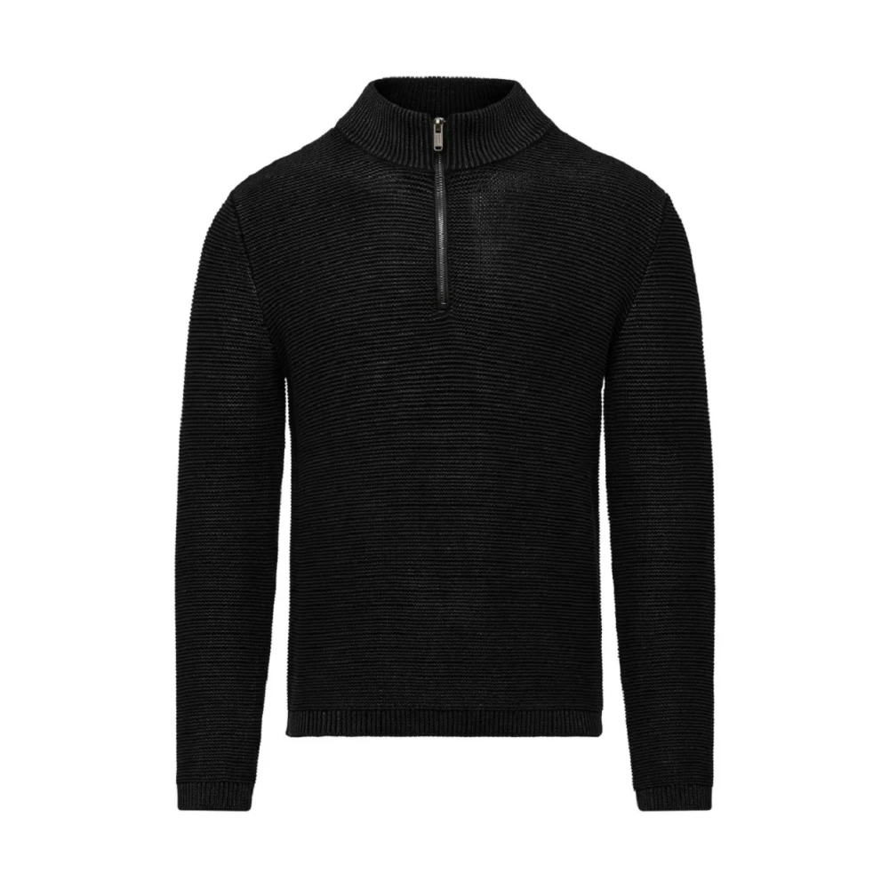 BomBoogie Zwarte Rits Trui Essentieel Modern Stijl Black Heren