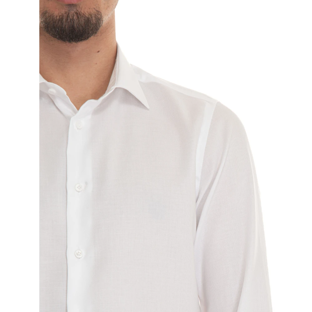 Càrrel Gestructureerd Italia Overhemd met Clutch White Heren