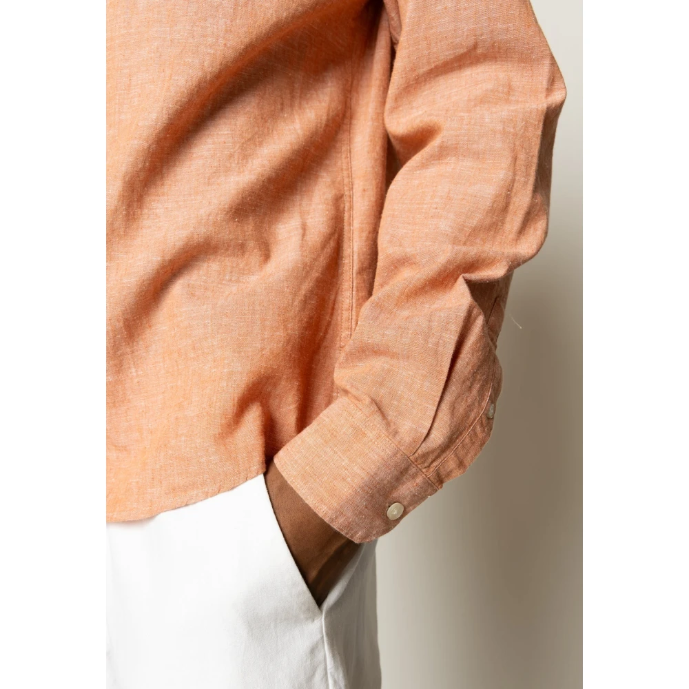 Clean Cut Overhemd- CC Jamie Cotton Linen Shirt L S Orange Heren